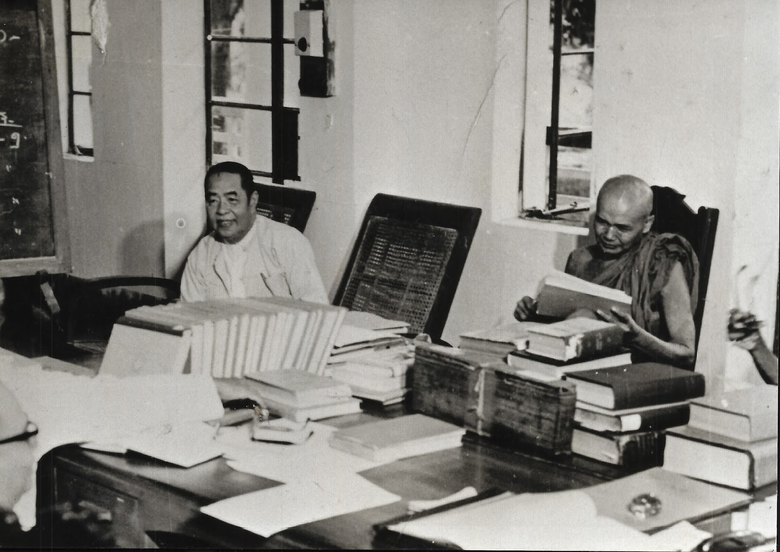 Sayagyi U Ba Khin at the Buddha Sasana Office about 1965 cr